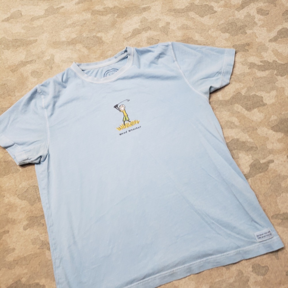 Life is Good Top Womens Medium Blue Short Sleeve Golf Outdoors